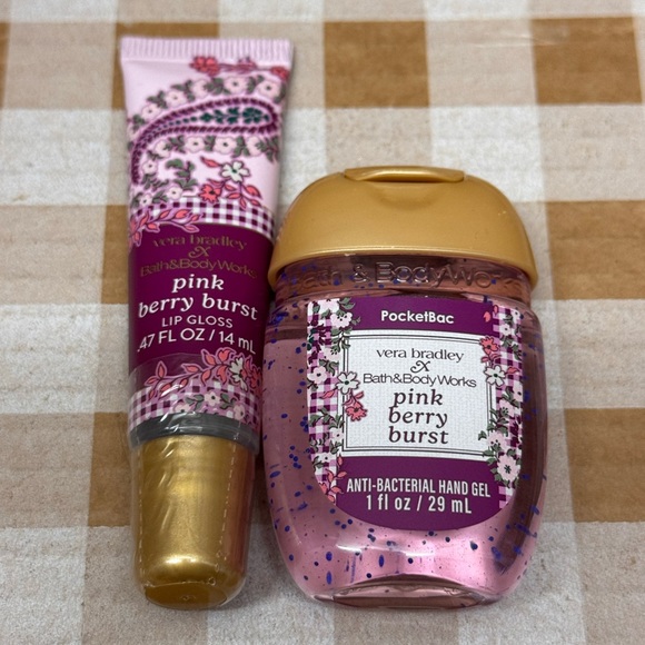 Bath & Body Works Other - NEW B&BW x Vera Bradley Pink Berry Burst Lip Gloss & Pocketbac Antibacterial Gel